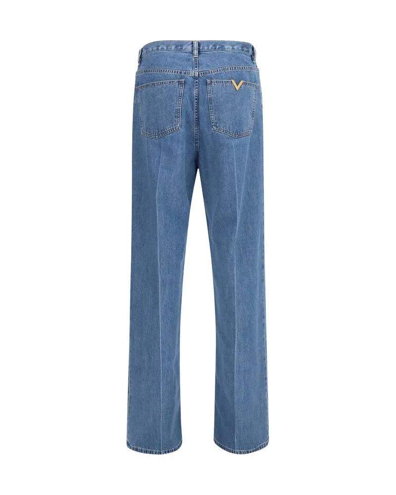 Valentino Garavani Men's Blue Cotton Straight-Leg Jeans Clothing Blue