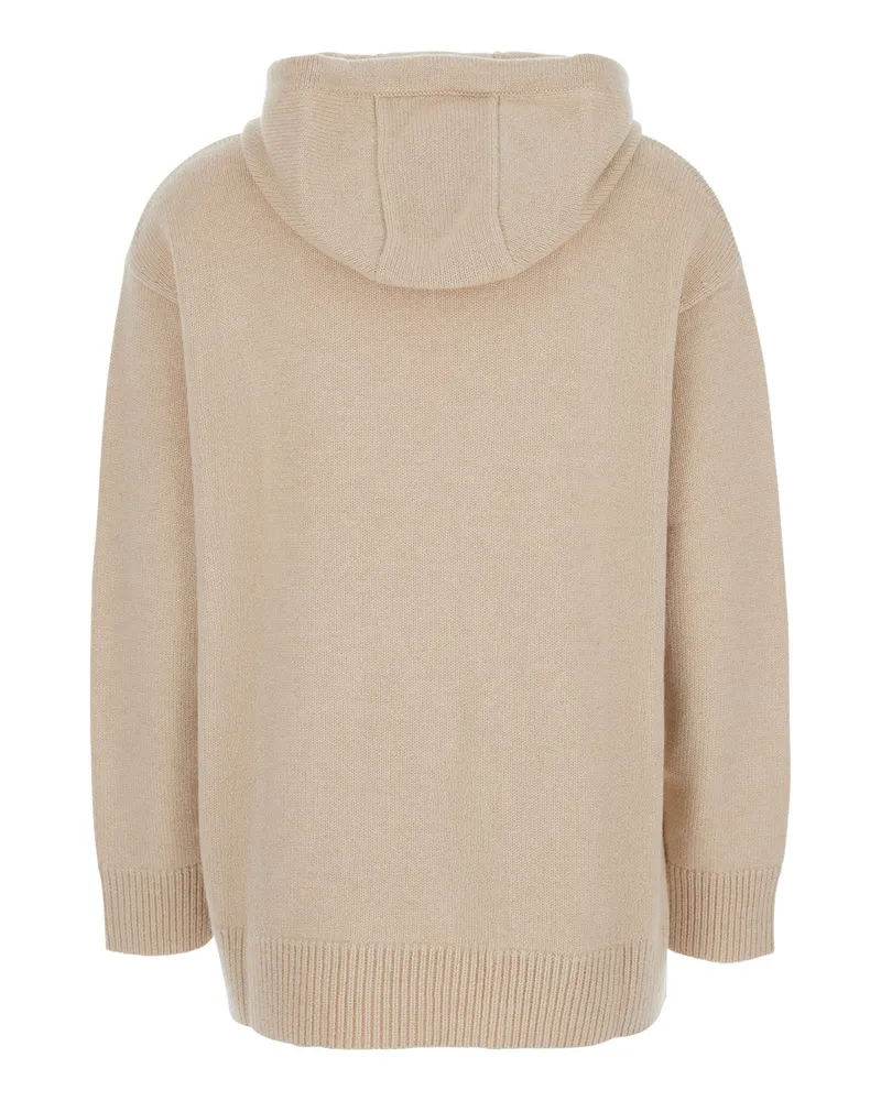 Max Mara Wool and Cashmere Hooded Sweater — Beige Beige