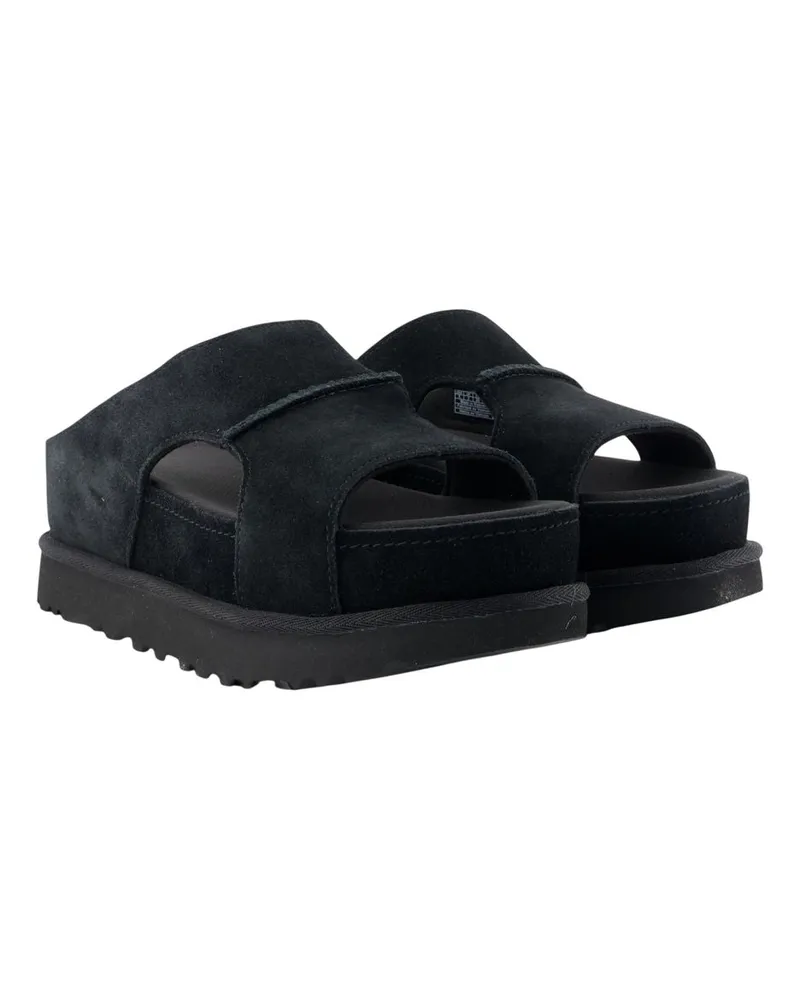 UGG Women's Goldenstar Hi Cutout Sandals -  Leather Black Calfskin Shoes Black