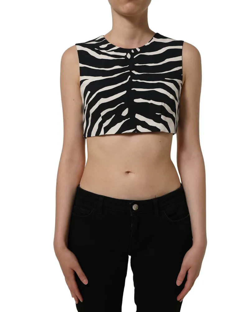 Dolce & Gabbana Zebra-Print Tank Top — Black Black