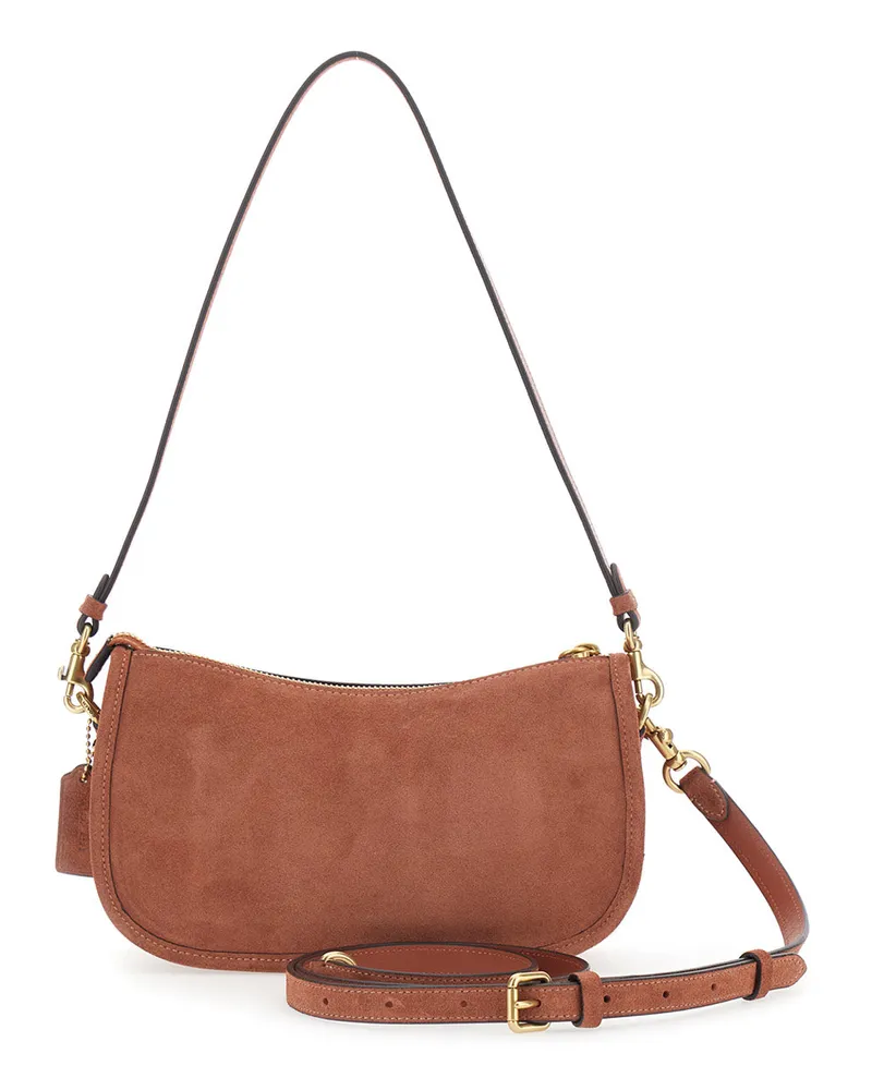 Coach Women's Crossbody Bag Suede Brown Shoulder Brown
