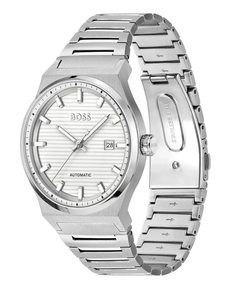 HUGO BOSS Men's Candor 41mm Automatic Watch Silver Accessories > Jewelry Silver