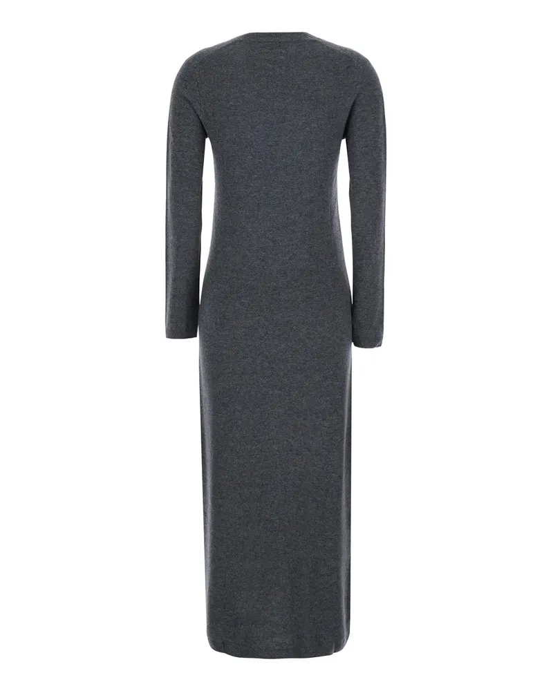 Semicouture Women's Long Knit Dress Brenda Grey Wool Gray