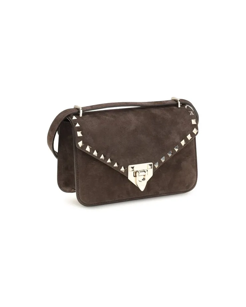 Valentino Garavani Women's Brown Suede Leather Shoulder Bag Brown
