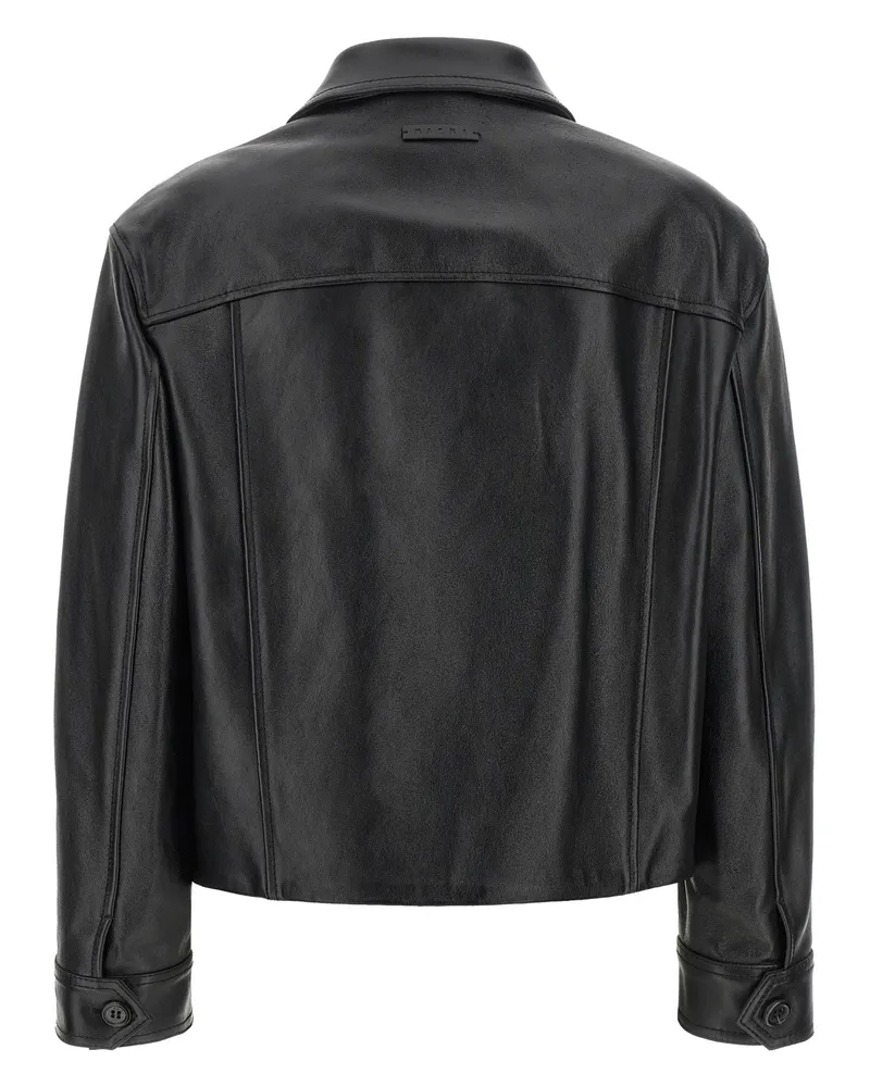 Marni Leather and Suede Colorblock Jacket — Brown Brown