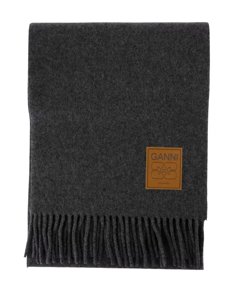 Ganni Women's Double Face Solid Scarf -  Wool Grey Accessories Gray