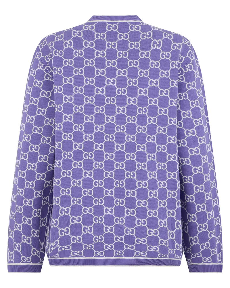 Gucci Women Cardigan Embroidered Lilac Cotton Cardigans Sweater Purple
