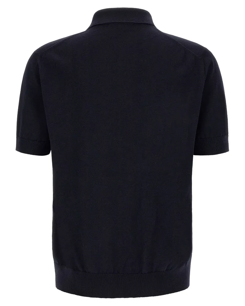 Dolce & Gabbana Logo-Embroidered Virgin Wool Polo Shirt — Navy Navy