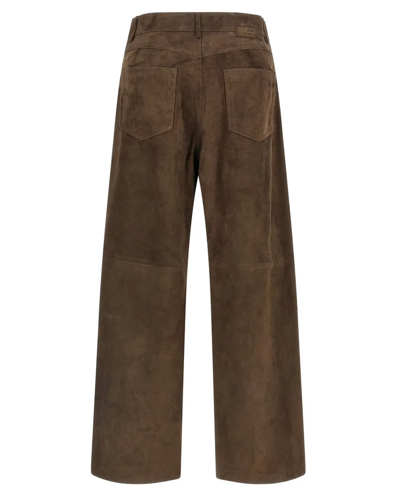 Max Mara Suede Panel-Construction Trousers — Brown Brown