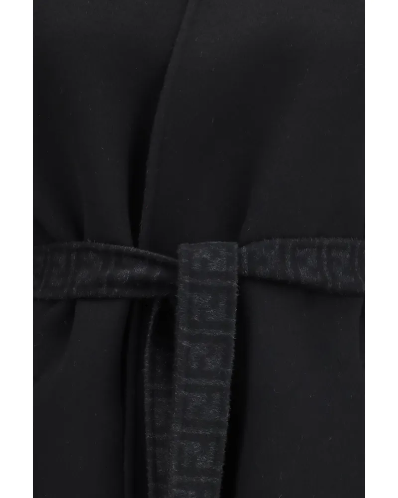 Fendi FF Zucca Wool Coat — Black Black