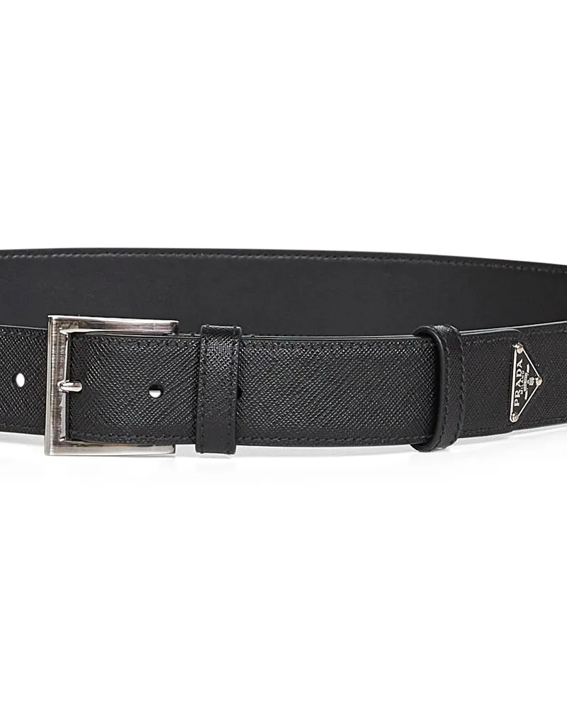 Prada Men's Leather Belt Saffiano Black Polyamide Black