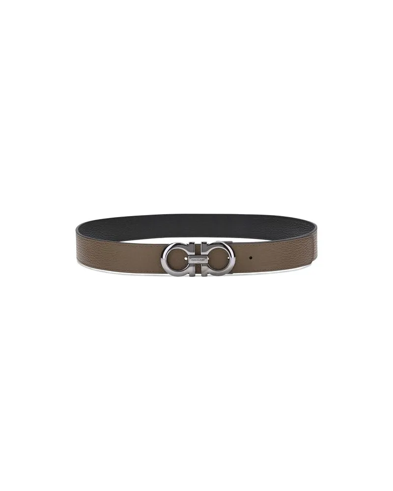 Ferragamo Men's Brown Calf Leather Bos Taurus Regular Belt Brown