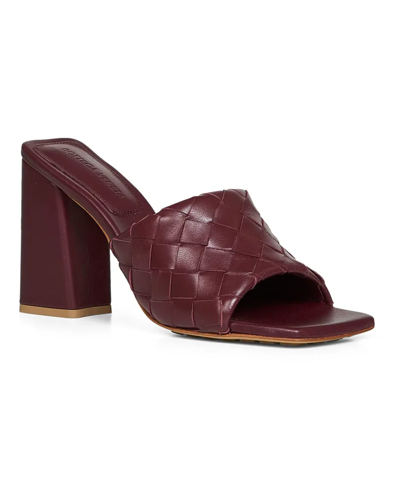 Bottega Veneta Women's Intrecciato Leather Parco Mules Sandals Bordeaux Lambskin Burgundy
