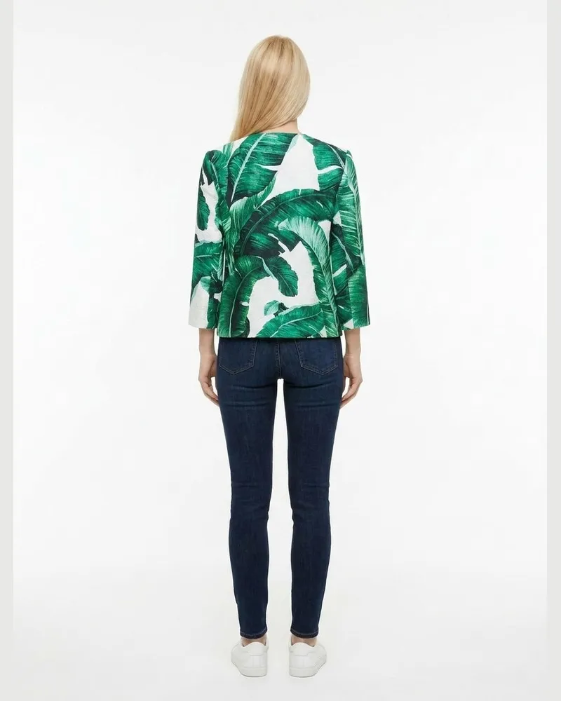 Dolce & Gabbana Tropical-Printed Acetate Blouse — Green Green