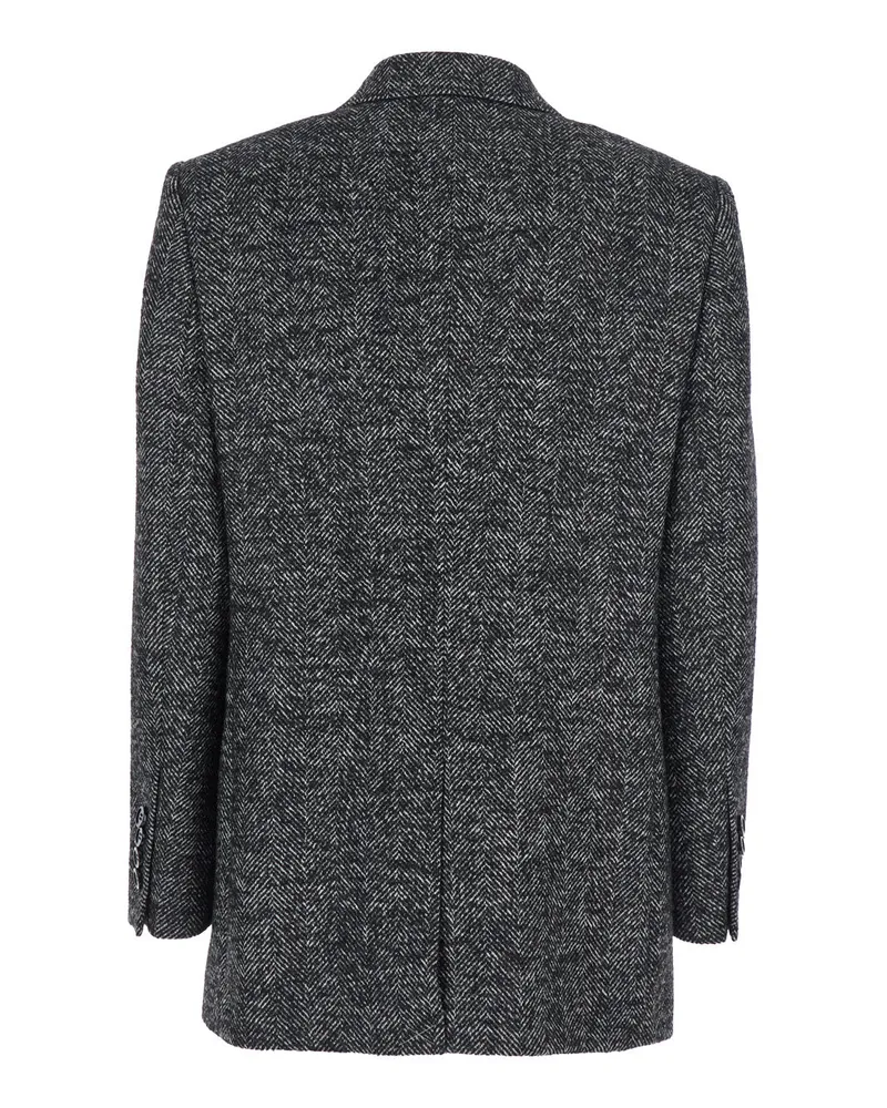 Dolce & Gabbana Women's Grey Double-Breasted Jacket With Peak Revers Acrylic Blazers Gray