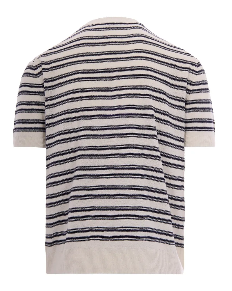 Paolo Pecora Milano Men's T-Shirt Striped Silk Multicolour T-Shirts And Polos Beige
