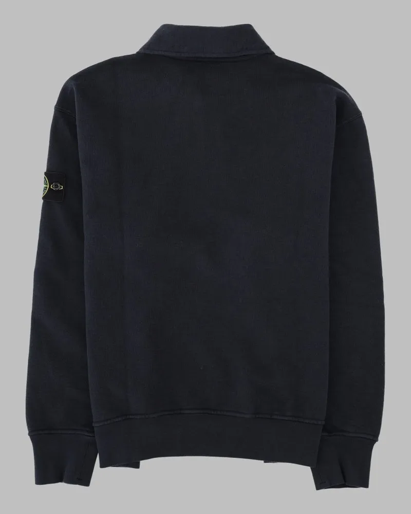 Stone Island Polo-Collar Cotton Sweatshirt — Blue Blue