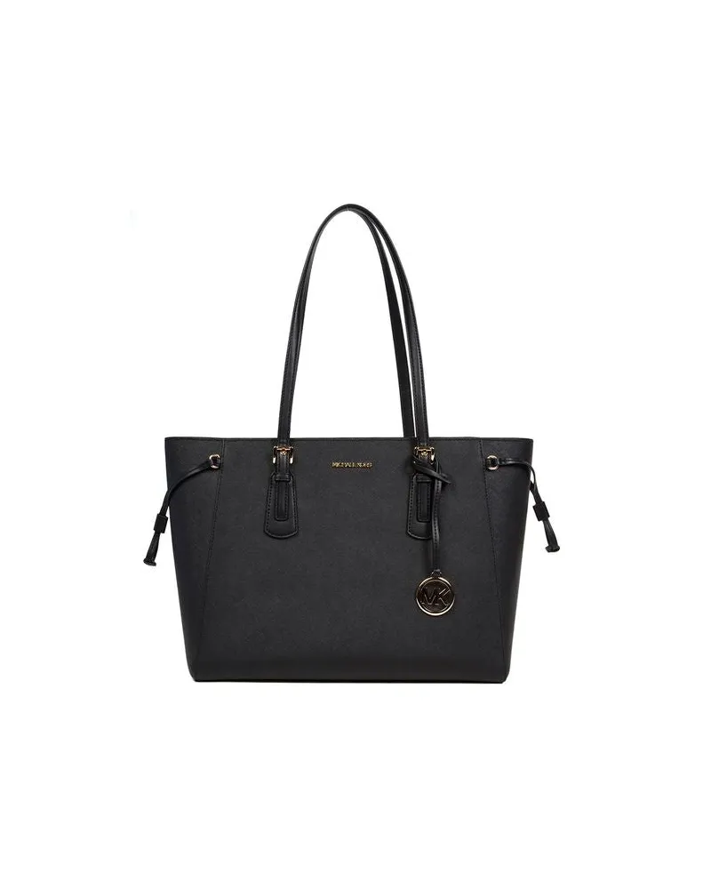 Michael Kors Women's Tote Black Leather Tote-bags Black