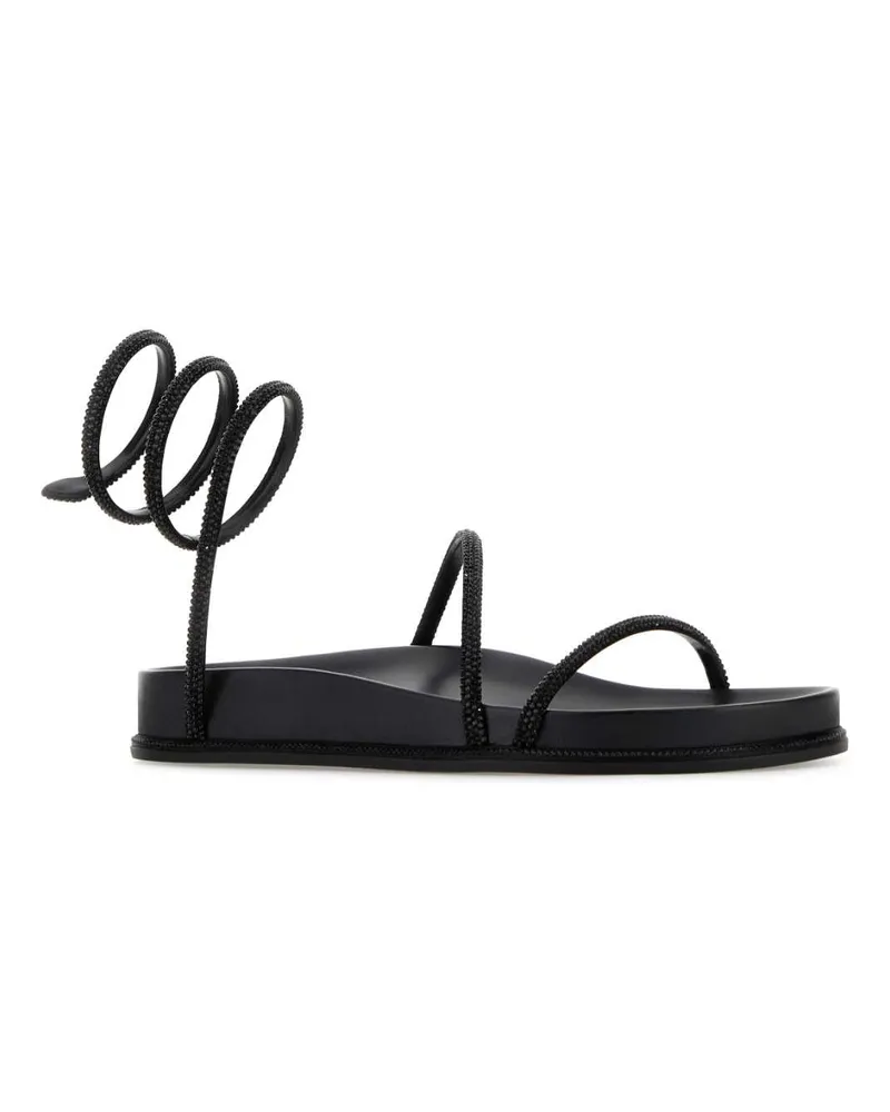 René Caovilla Women's Embellished Fabric Cleo Sandals Black Satin-Jet Strass Sandali Satin/jet Black
