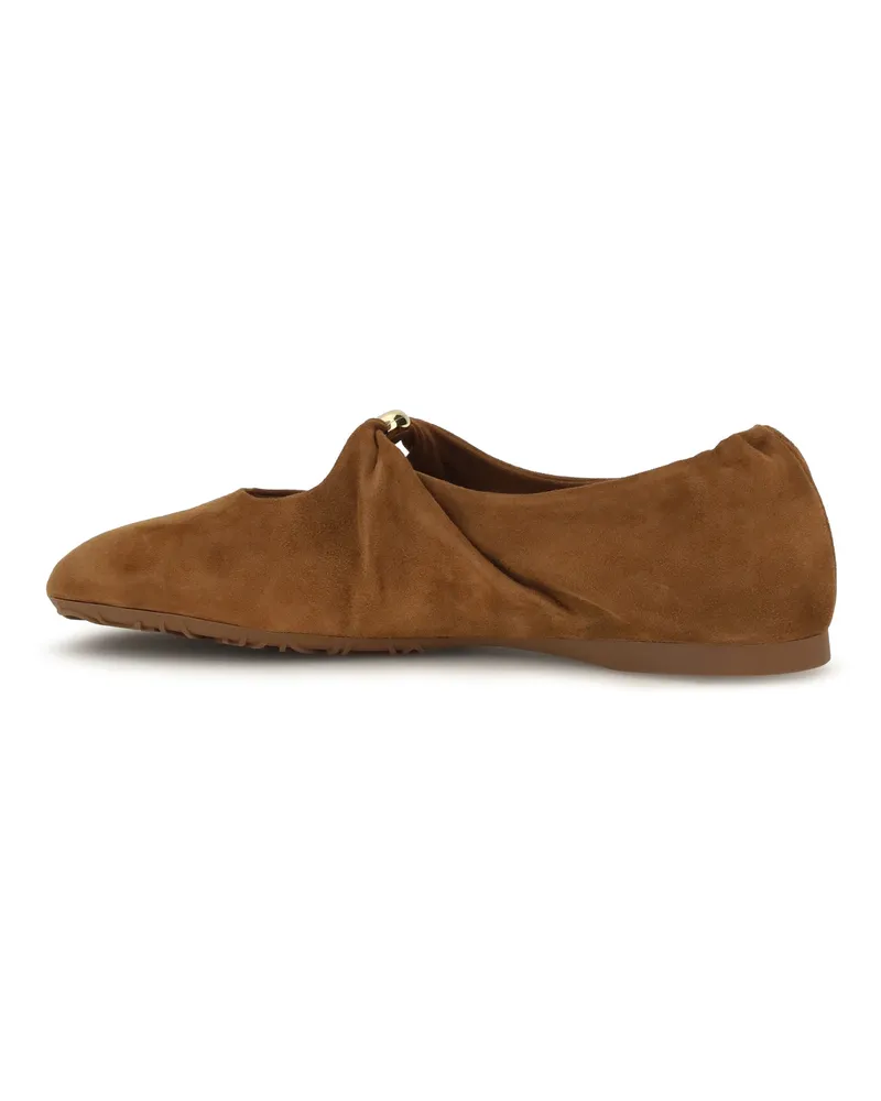 Loewe Women's Ballerinas Pebble Soft Suede Goatskin Tan Ballerina Shoes 