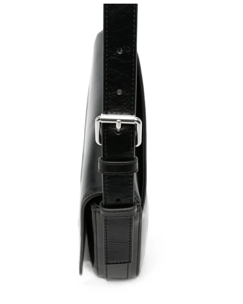 Alexander Wang Embossed Logo Leather Shoulder Bag — Black Black