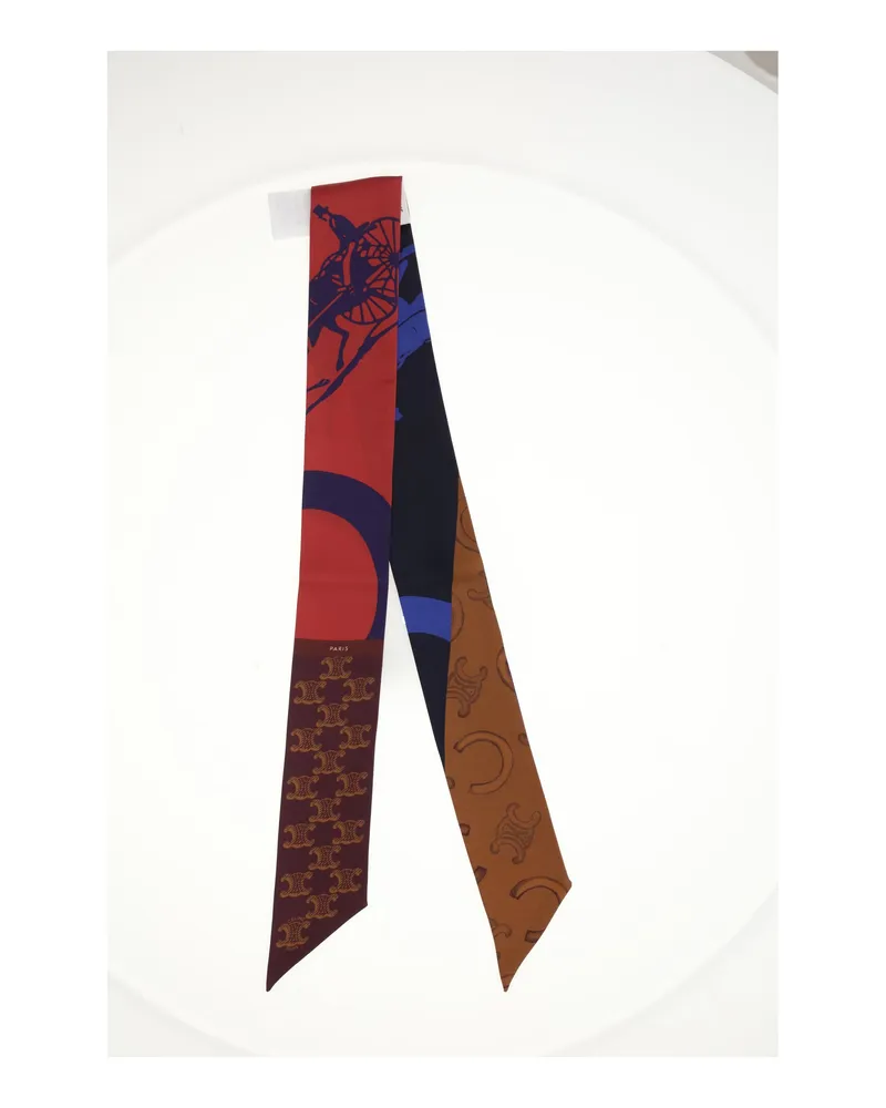Celine Women's Scarf Lavalliere Silk Red-Blue-Brown Red/blue/brown Scarfs Red