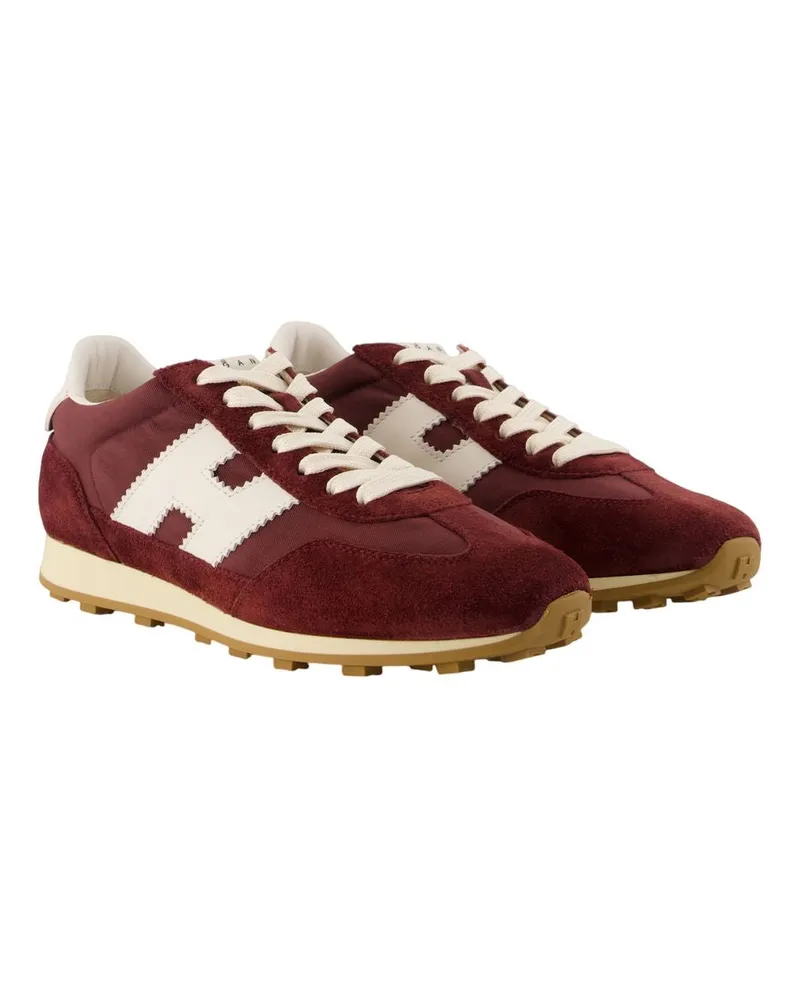 Hogan Women's H727 Allacciato H Trainers -  Leather Burgundy Goatskin Shoes Sneakers Burgundy