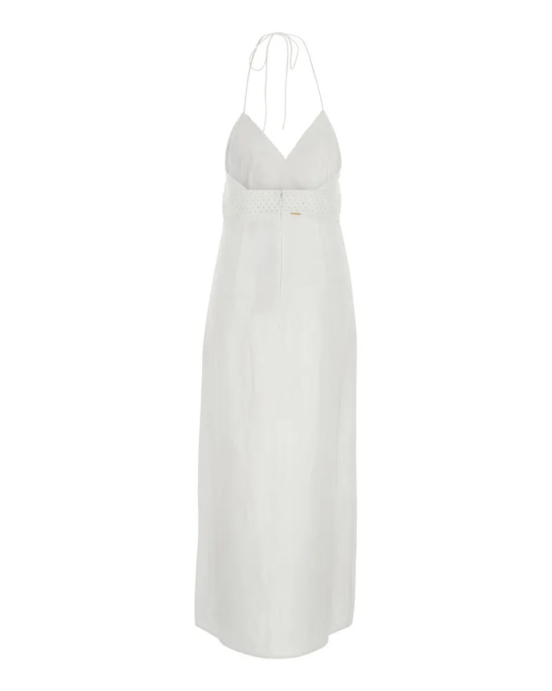 Twin-Set Women's Dress Embroidery White Linen White