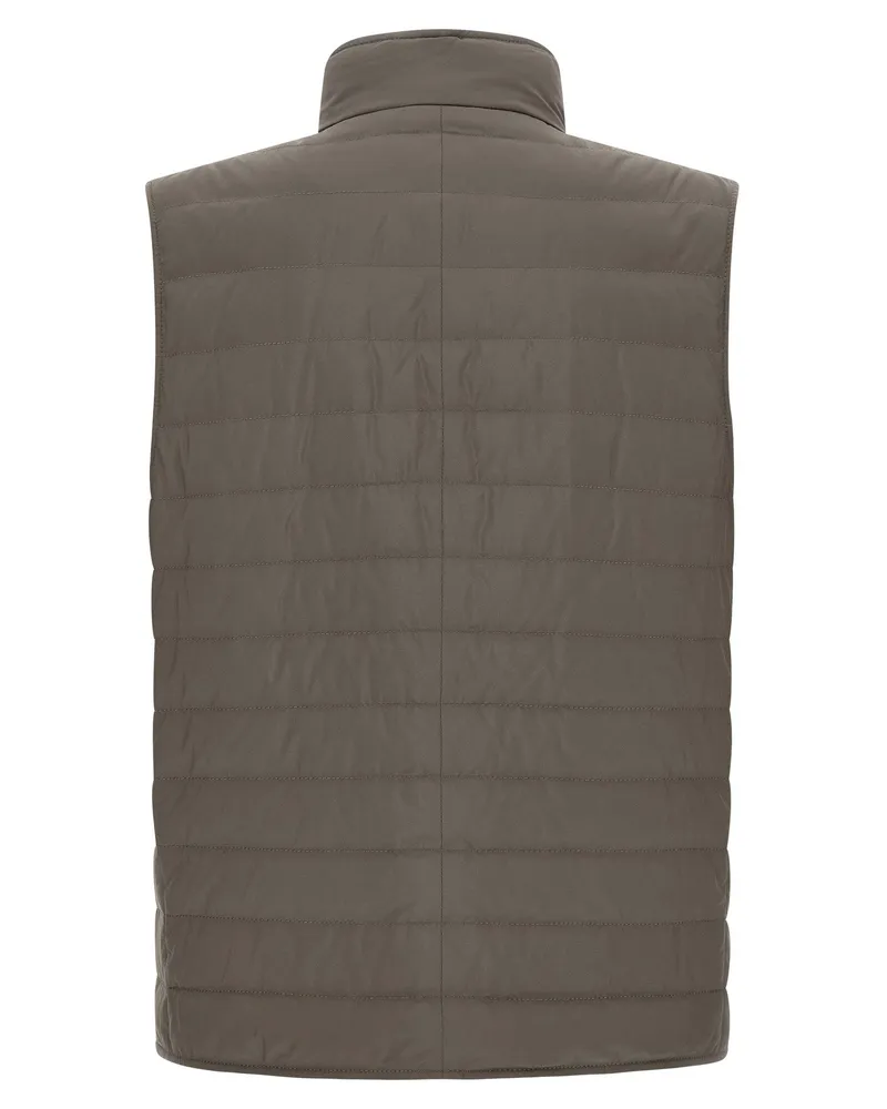 Brunello Cucinelli Quilted Goose Down Vest — Olive Green Olive