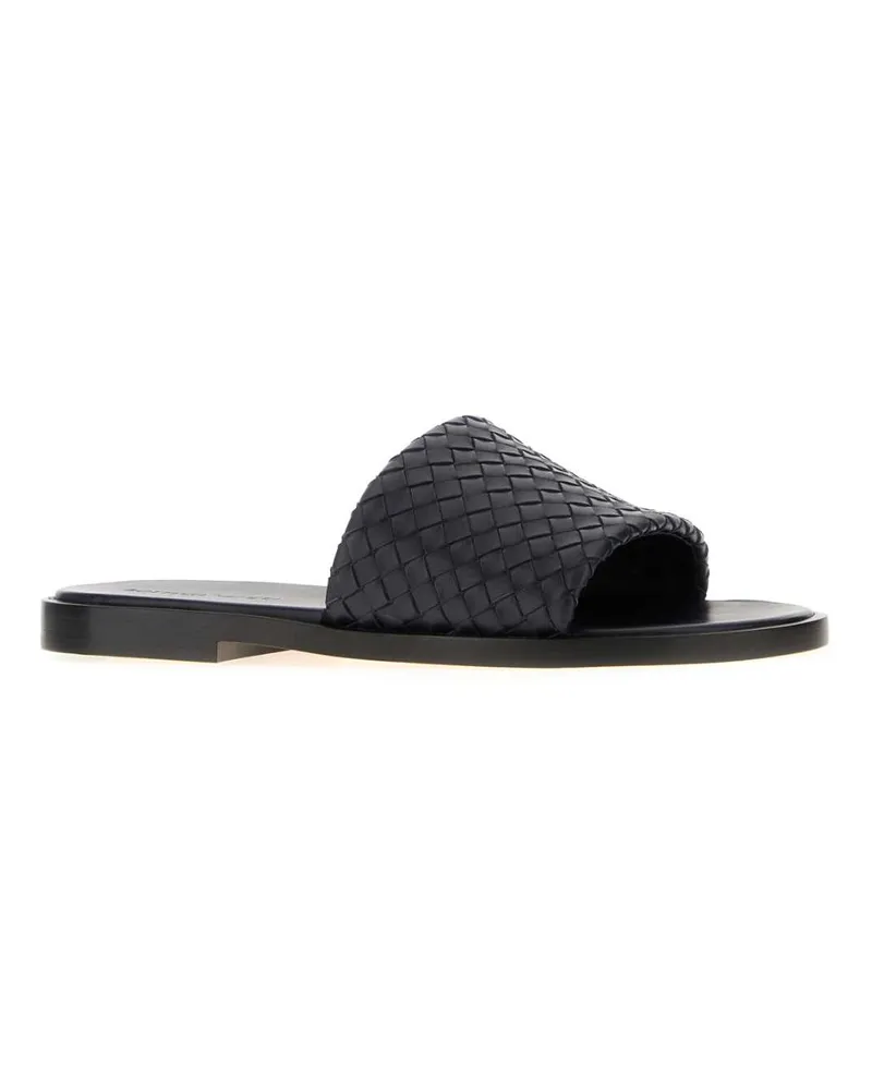 Bottega Veneta Men's Slate Nappa Leather Elio Slippers Nocturnal Flat Shoes Black