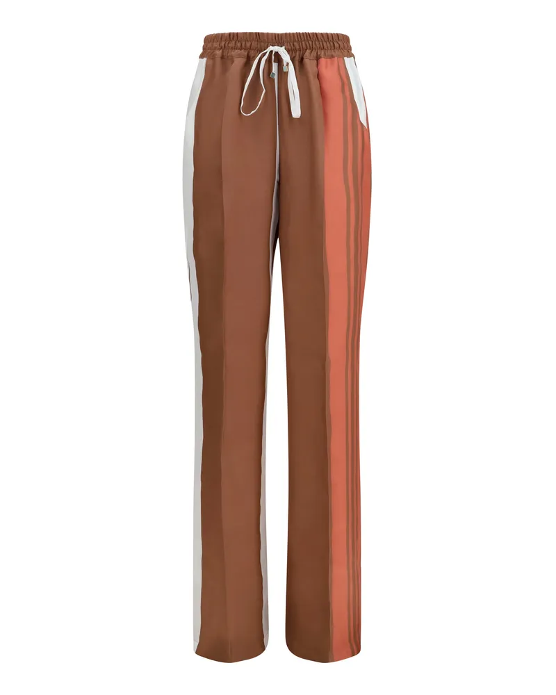 Kiton Women's Pants Striped Silk Dusty Rose Trousers Pink