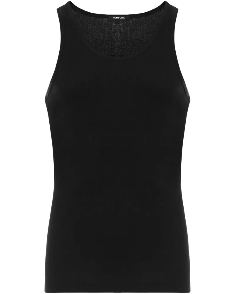 Tom Ford Men's Top Sleeveless Ribbed Black Cotton Tops Black