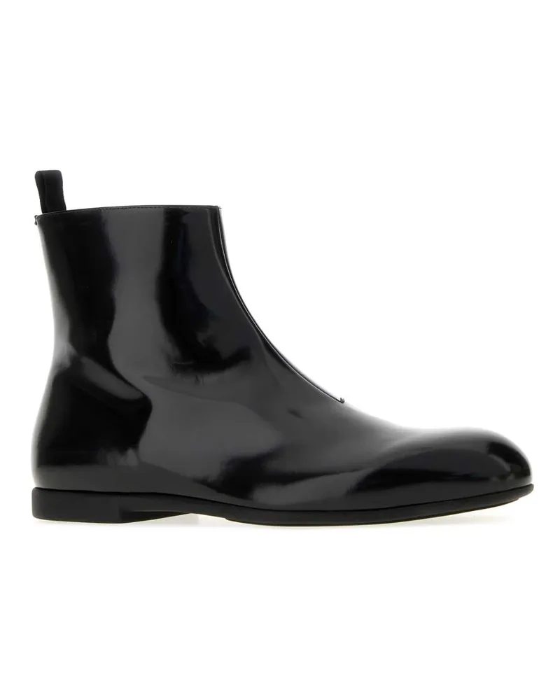 Jil Sander Men's Black Leather Ankle Boots 001 Stivali Black