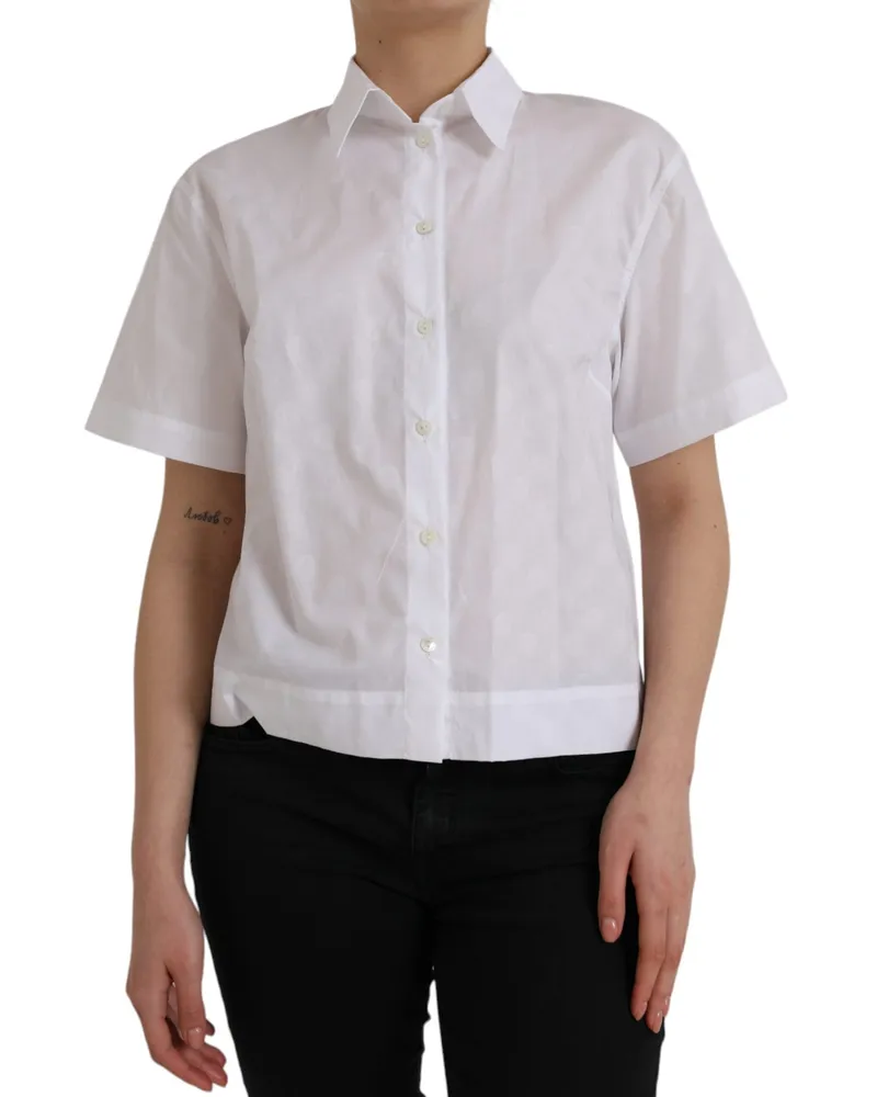 Dolce & Gabbana Women's White Collared Short Sleeve Polo Shirt Top Cotton White