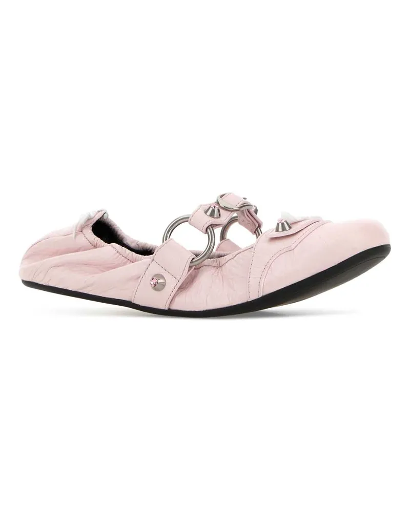 Balenciaga Women's Pink Leather City Ballerinas Petal Pink-White-Slv T Domesticated Lamb Le Ballerine Pink/white/slv Flat Shoes Pink