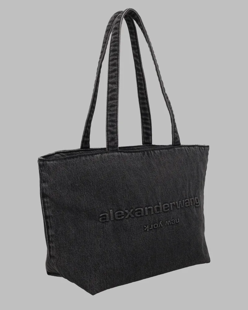 Alexander Wang Women's Tote Bag Denim Blue Cotton Handbags Hand Black