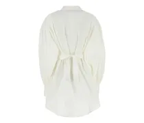 Women's White Cotto Blend Shirt Dress Bianco Exterior: Cotton Linen Silk Abiti