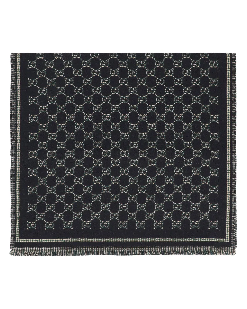 Gucci Men's Wool Jacquard Scarf Black Scarfs Black