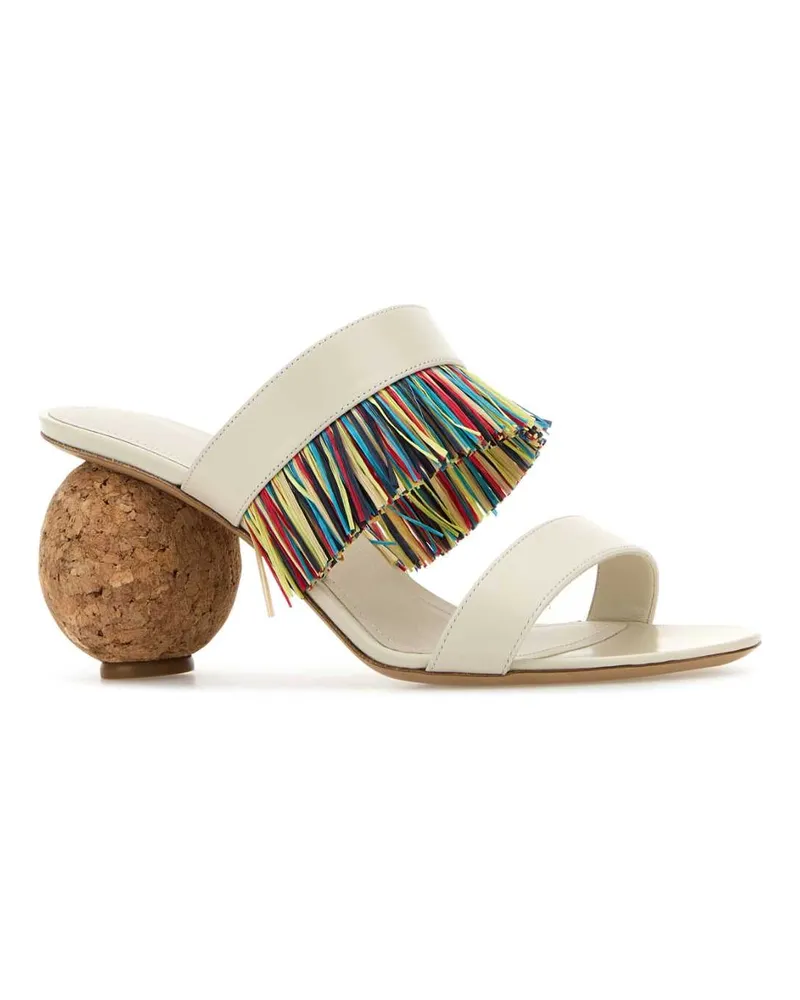 Ferragamo Women's Ivory Leather Mules Mascarponemascarpone Sandali Sandal White