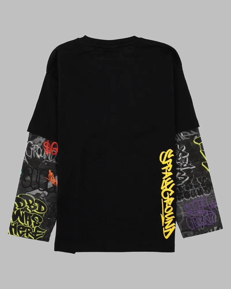 Sprayground Graphic Tag Double T-Shirt — Black Black