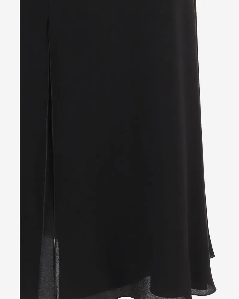Valentino Garavani Women's Skirt With Front Slit, Silk Black Black