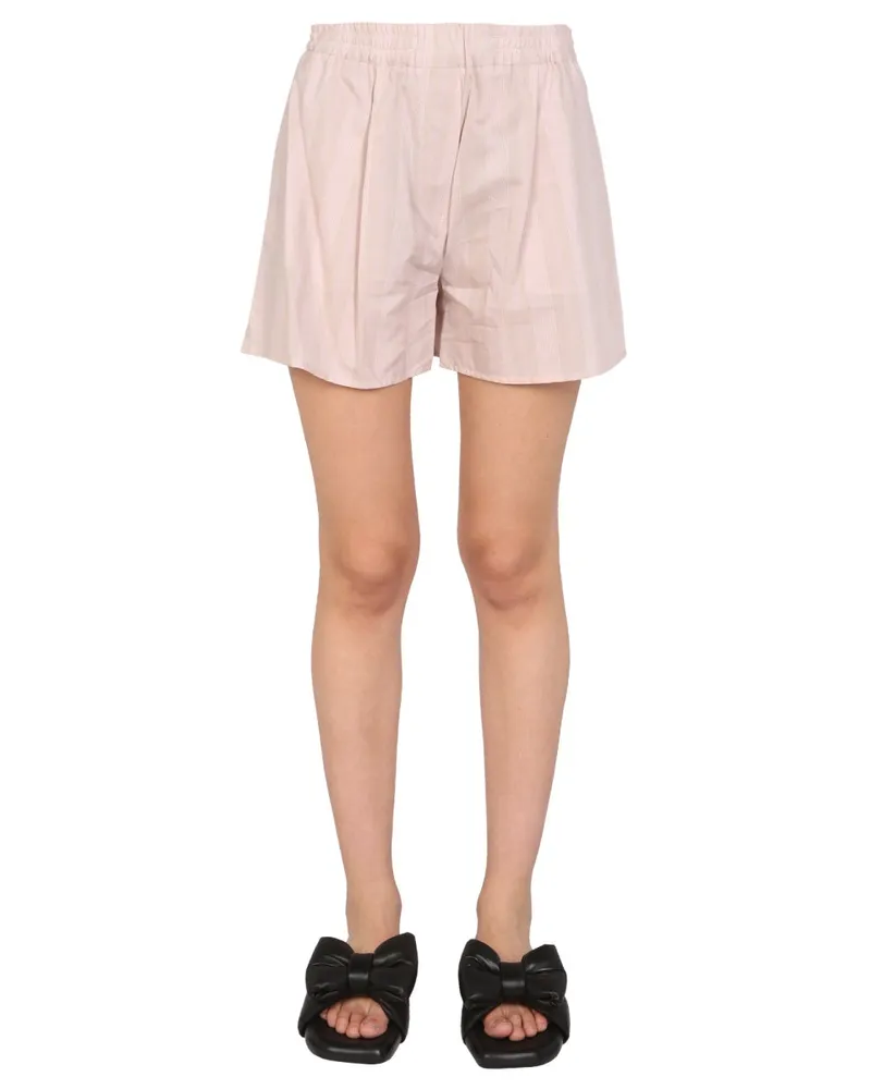 OFF-WHITE Striped Cotton-Viscose Shorts — Pink Pink