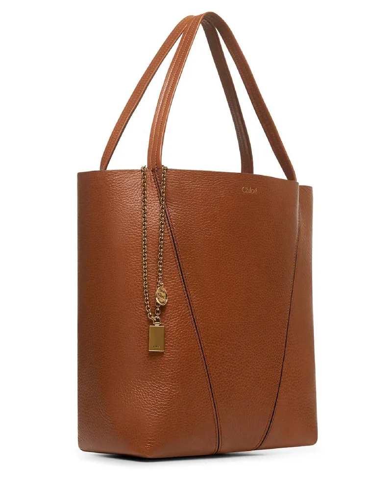 Chloé Women's Tote Bag Spin Clay Brown Calf Leather Shoulder Brown