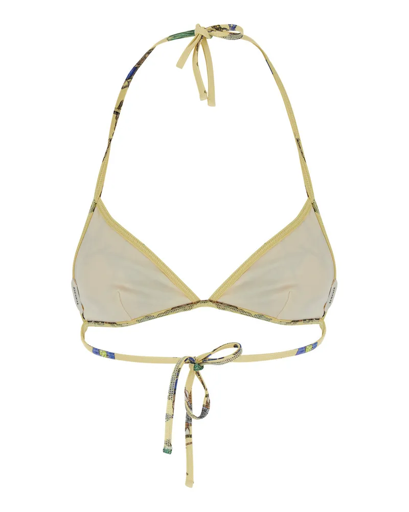 Versace Women's Triangle Bikini Top Yellow Elastane Swimwear Sea Clothing Yellow