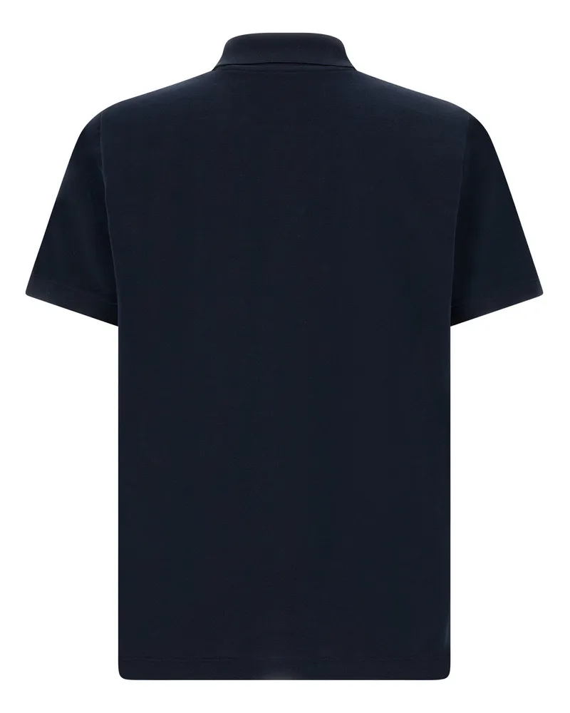 Fendi Logo-Embroidered Piqué Cotton Polo — Navy Navy