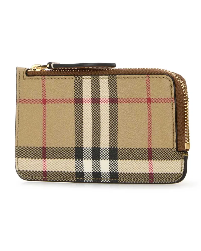 Burberry Women's Printed Canvas Card Holder Vntgchkbriarbrown Polyurethane Polyester Cotton Portafogli Beige