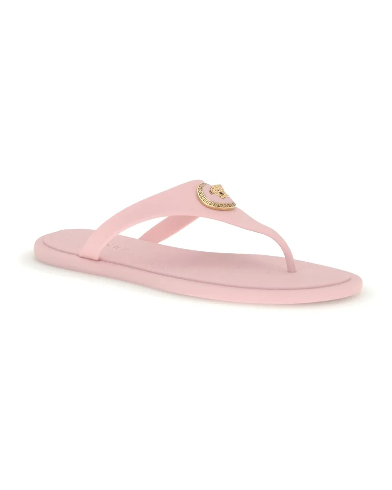 Versace Rubber Thong with Medusa Appliqué Sandals — Pink Pink