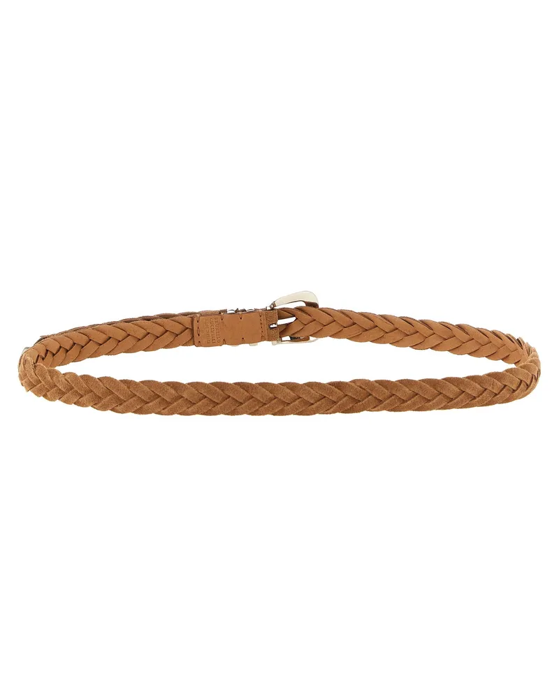 Brunello Cucinelli Braided Inverted Calf Belt — Tan Tan