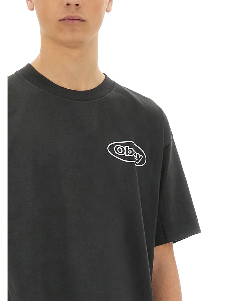 Obey Cotton T-Shirt — Black Black