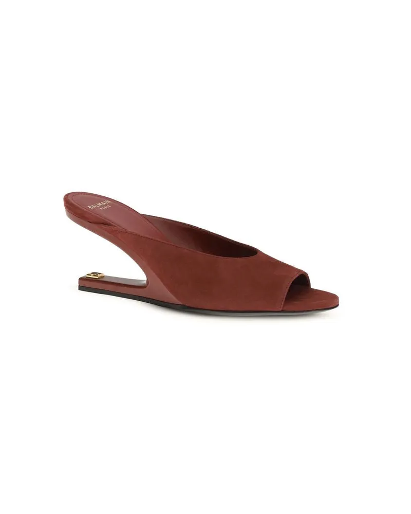 Balmain Women's Bordeaux Goatskin Mules Bordeaux